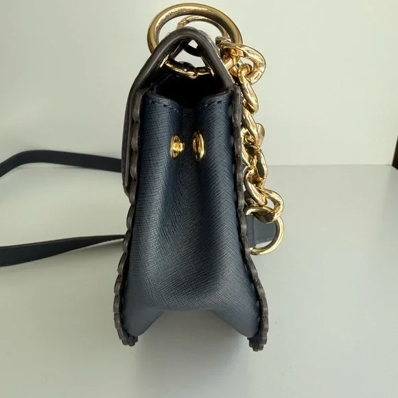 Michael Kors Dark Midnight Blue Navy Crossbody Bag with Gold Accents - Picture 3 of 8